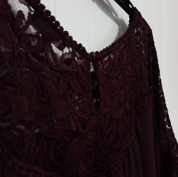 Lace Burgundy Dress / Size 3X - Picture 3 of 6